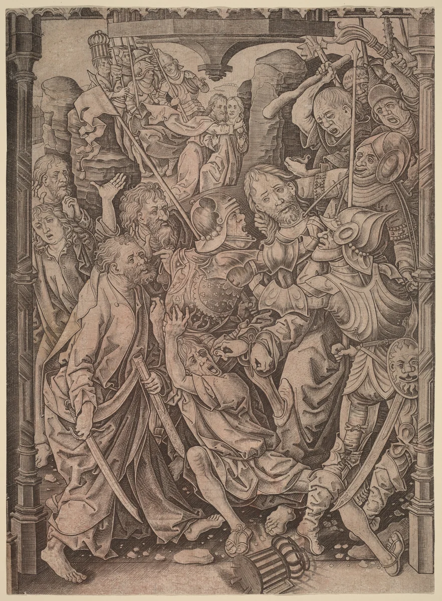 The Betrayal of Christ by Master I.A.M., print, 1485