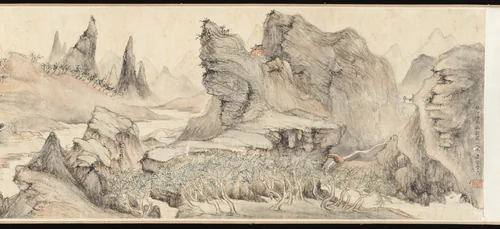 Landscape after Hua Yan by Liu Yanchong, painting, 1843