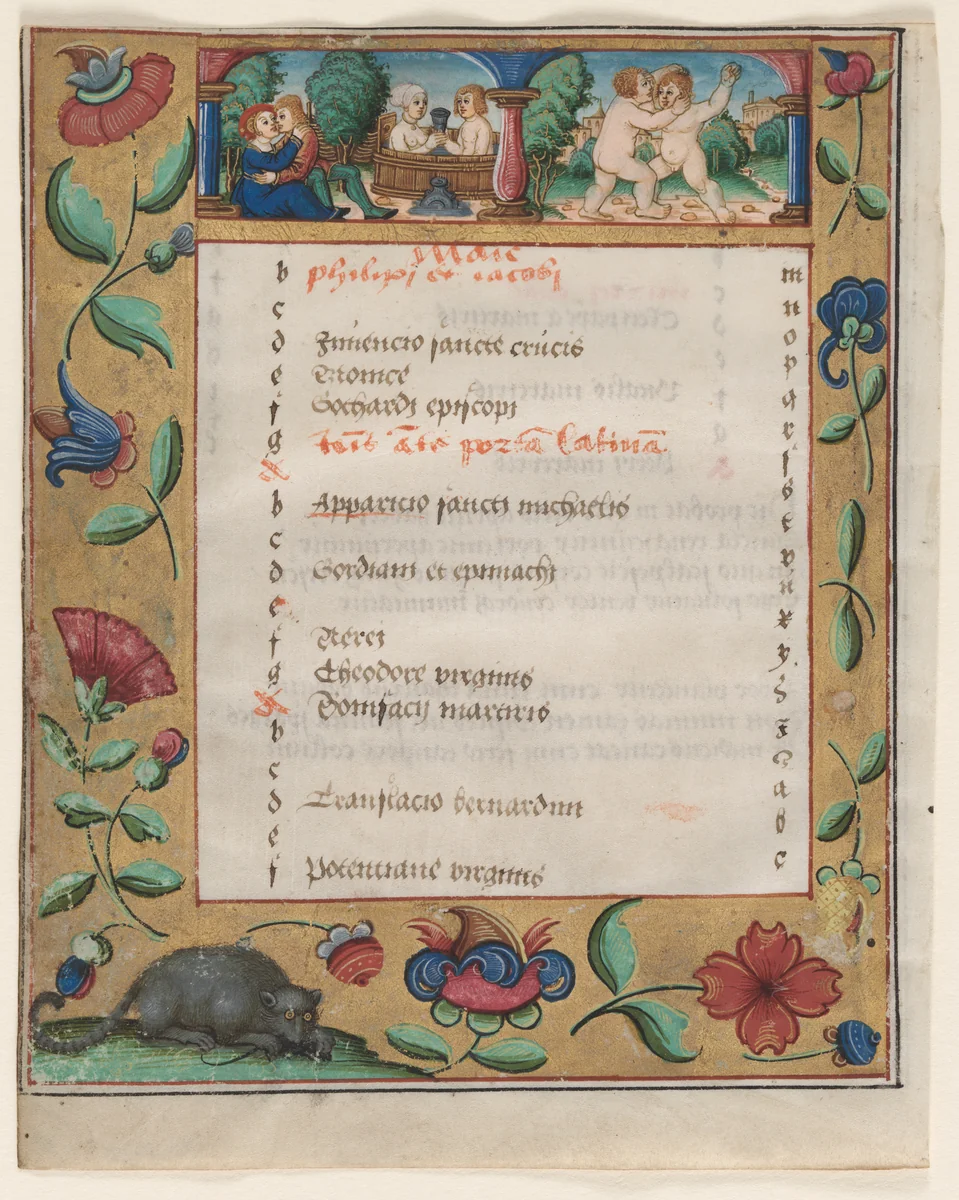 Leaf from a Psalter and Prayerbook: Calendar Page with Labors (recto) by Unknown, manuscript, 1519-1959