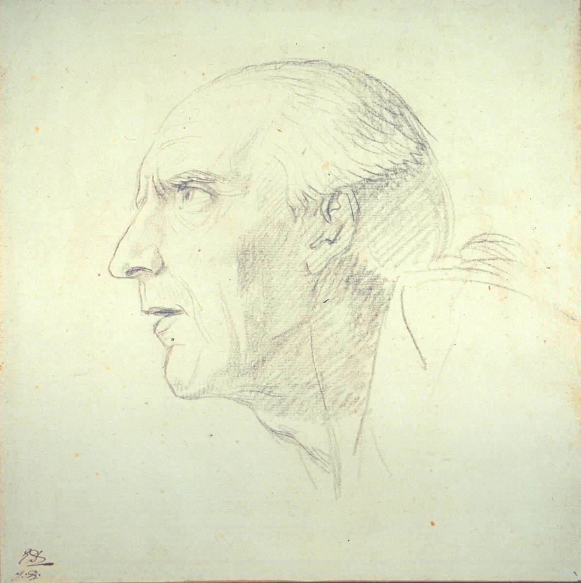Head of an Old Man in Profile by Jacques-Louis David, drawing, 1781-1820