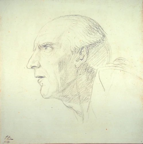 Head of an Old Man in Profile by Jacques-Louis David, drawing, 1781-1820