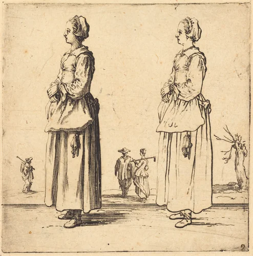 Peasant Woman, in Profile, Facing Left by Jacques Callot, print, 1621-1624