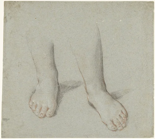 Twee vrouwenvoeten by Guido Reni, drawing, 1585-1642