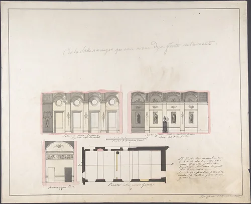 Plan "della nuova Galleria" by Giovanni Battista Silvestri, drawing, 1796-1873