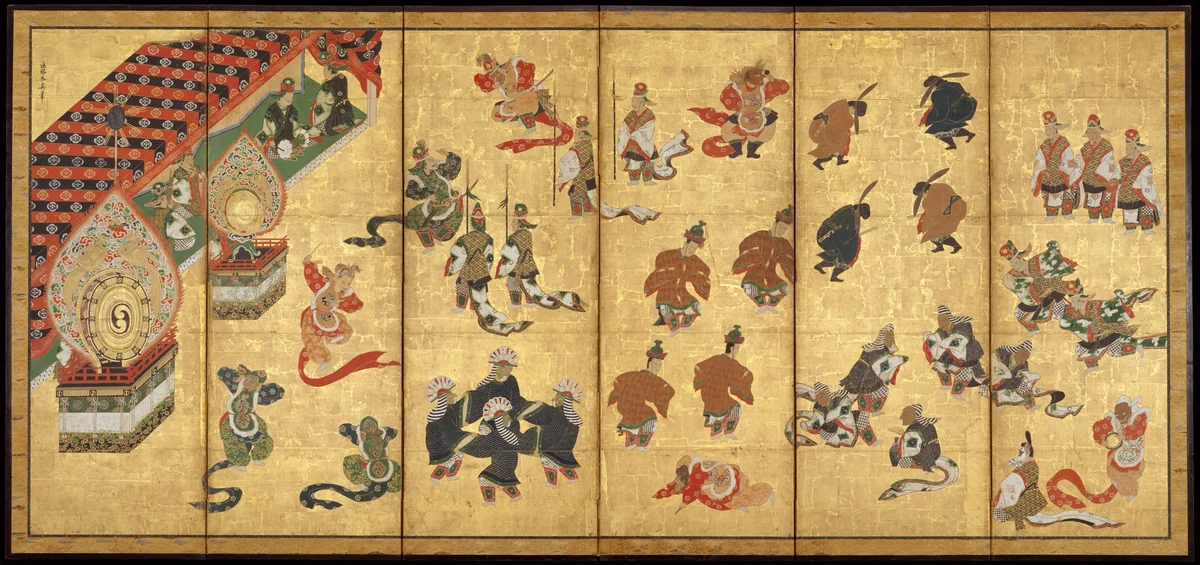 Bugaku Dancers by Kano Yasunobu (狩野安信), painting, 1615-1868
