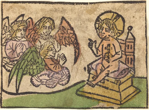Christ Child with Three Angels by German 15th Century, print, 1460-1470