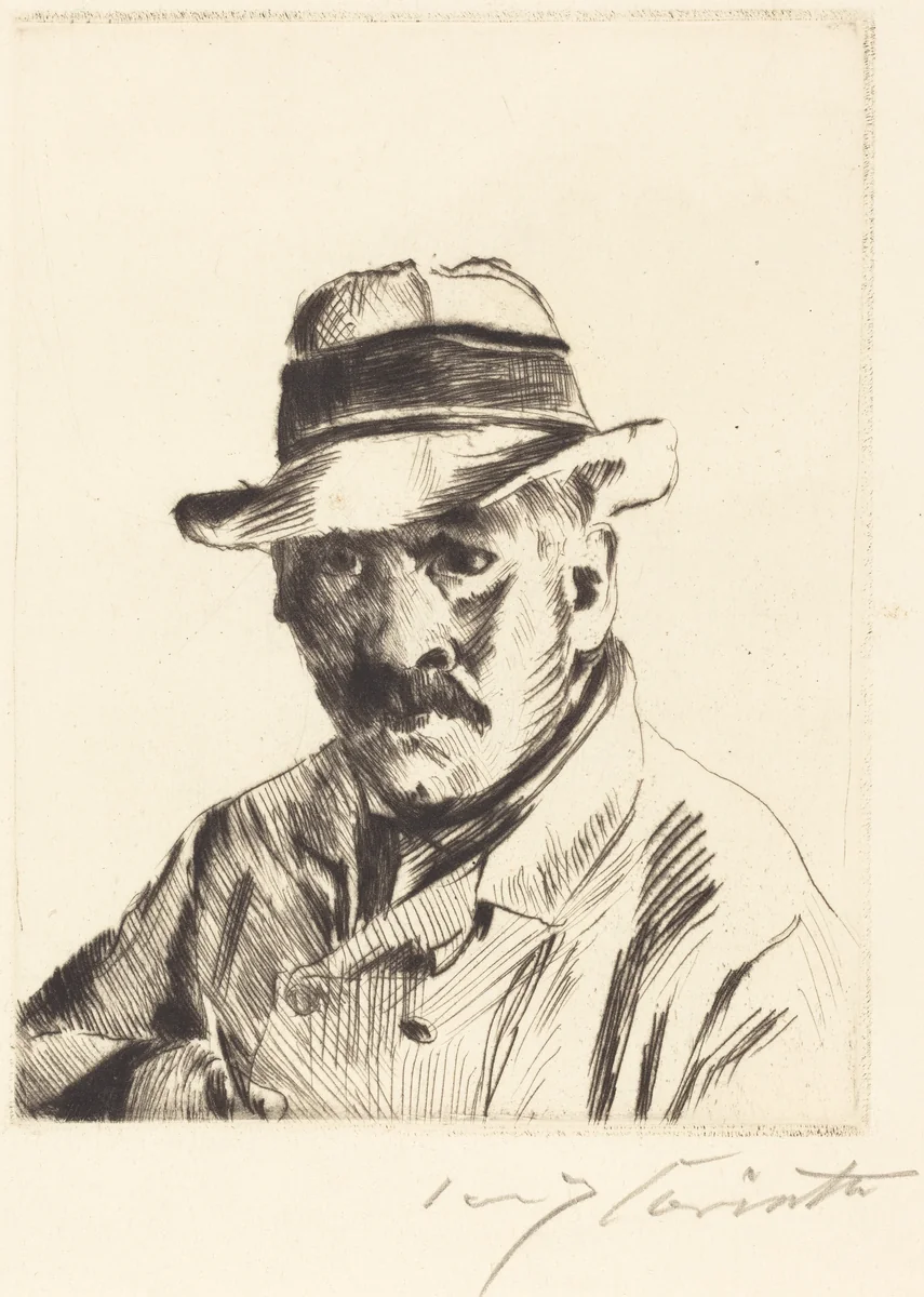 Selbstbildnis im Strohhut (Self-Portrait in a Straw Hat) by Lovis Corinth, print, 1913