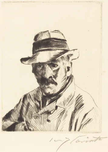Selbstbildnis im Strohhut (Self-Portrait in a Straw Hat) by Lovis Corinth, print, 1913