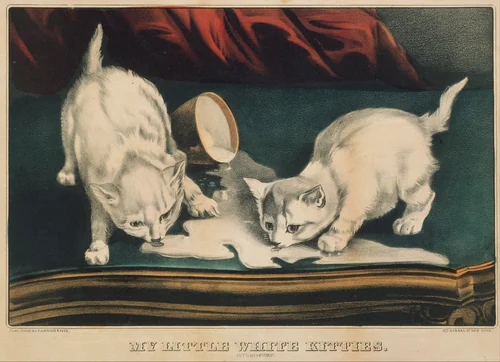 My Little White Kitties – Into Mischief by Currier & Ives, print, 1857-1871
