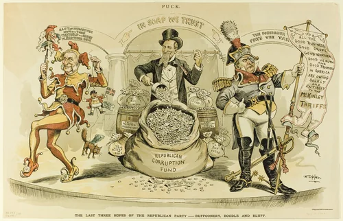The Last Three Hopes of the Republican Party, from Puck by Frederick Burr Opper, print, 1892