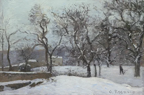 Snow at Louveciennes by Camille Pissarro, painting, 1864-1874