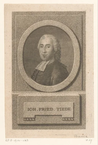 Portret van Johann Friedrich Tiede by Johann Friedrich Bause, print, 1774