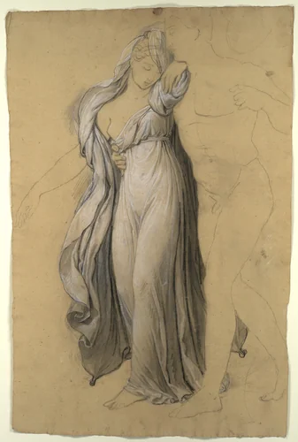 Drapery Study for "Castor and Pollux Freeing Helen" by Joseph-Ferdinand Lancrenon, drawing, 1817