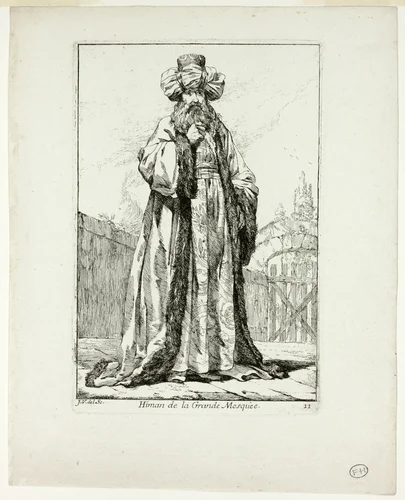 Himan de la Grand Mosquèe, plate eleven from Caravanne du Sultan à la Mecque by Joseph-Marie Vien, print, 1748
