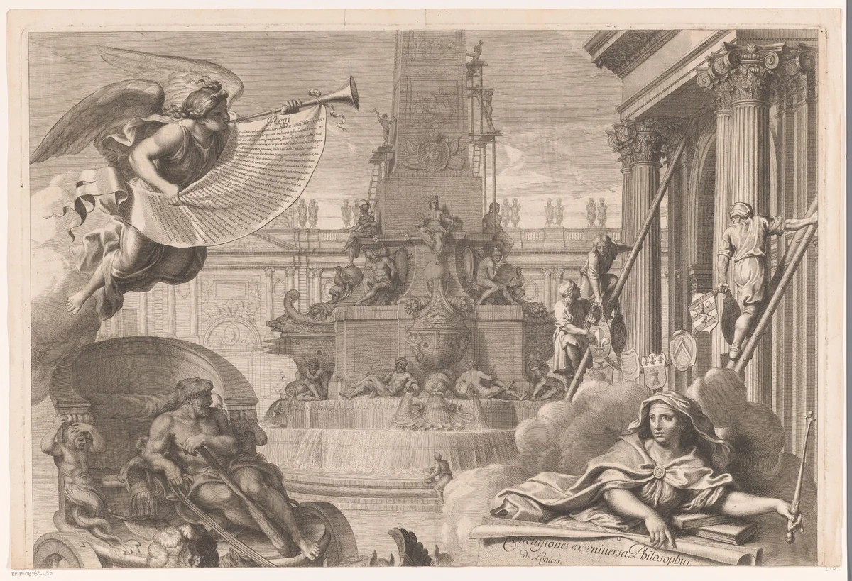 Allegorie op Lodewijk XIV (bovenste deel) by François de Poilly, print, 1668