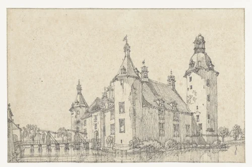 Het slot Moylant by Jan de Beijer, drawing, 1746