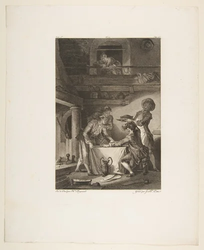 Le Pate d'Anguilles, from Contes et nouvelles en vers par Jean de La Fontaine. A Paris, de l'imprimerie de P. Didot, l'an III de la République, 1795 by Jean-Baptiste Tilliard, print, 1795