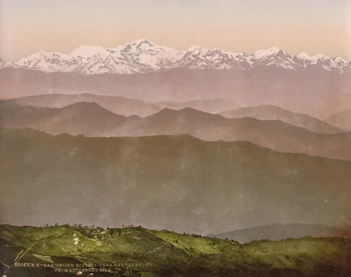 Darjeeling. Kinchinjunga and the Snows from Kutcherry Hill by Photoglob Co., photograph, 1890
