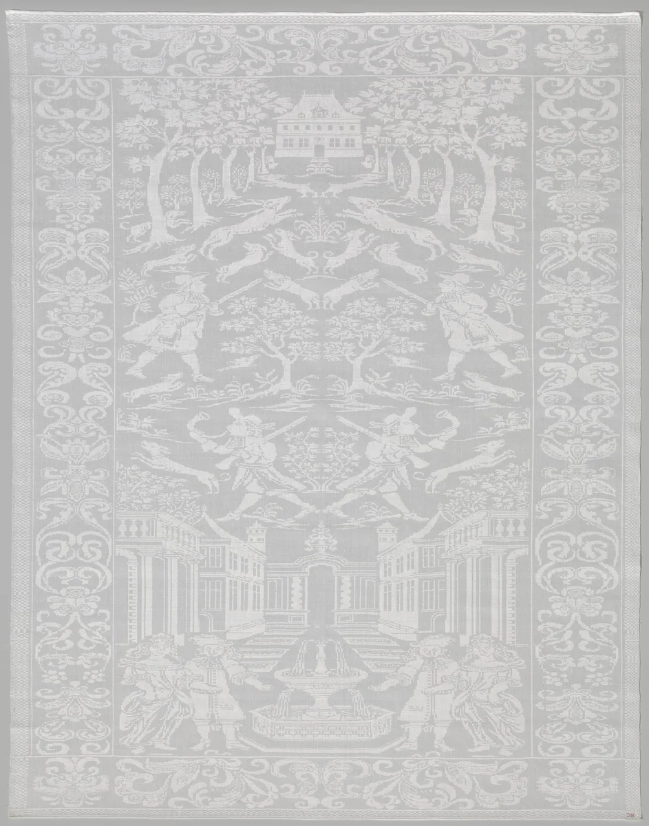 Servet met jachttafereel by anonymous, other, 1680-1690