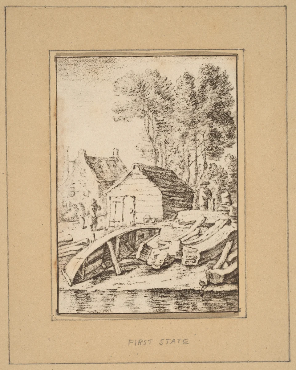 Shipyard by Cornelis Ploos van Amstel; Herman Saftleven, print, 1761-1765