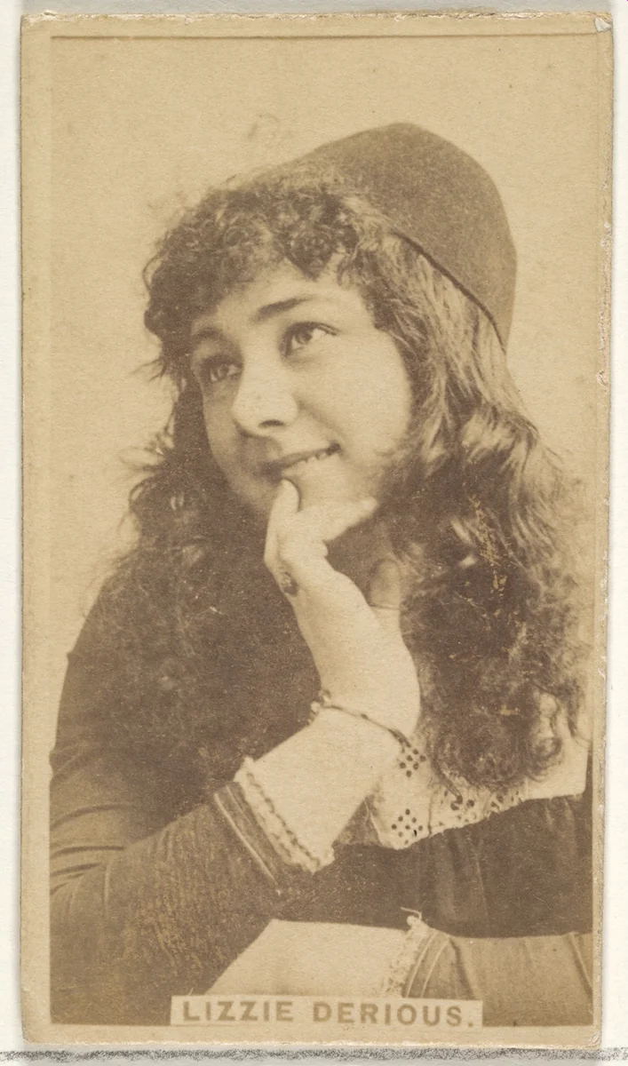 Lizzie Derious, from the Actors and Actresses series (N45, Type 1) for Virginia Brights Cigarettes by Allen & Ginter, photograph, 1885-1891