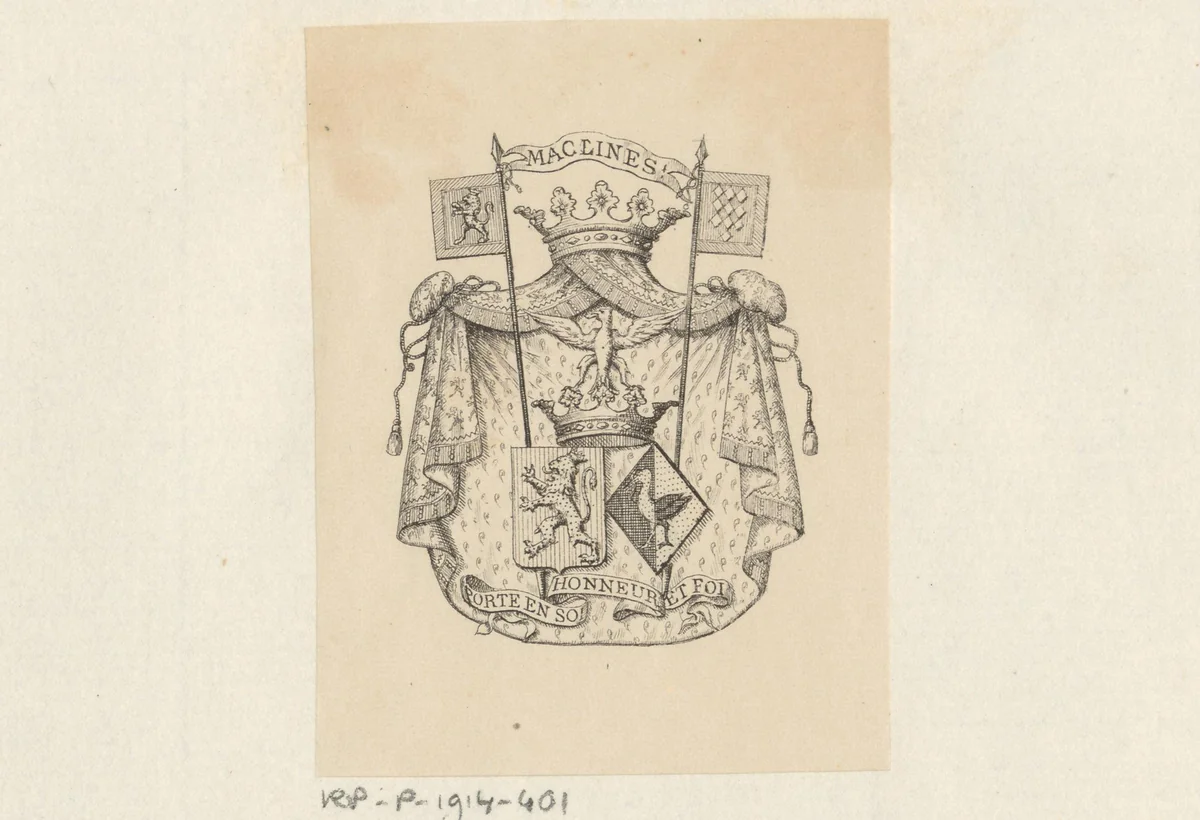 Ex libris van Catherine gravin du Chastel de la Howarderie by anonymous, print, 1858-1901
