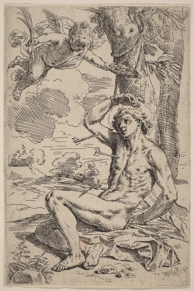 Saint Sebastian by Simone Cantarini, print, 1640-1649
