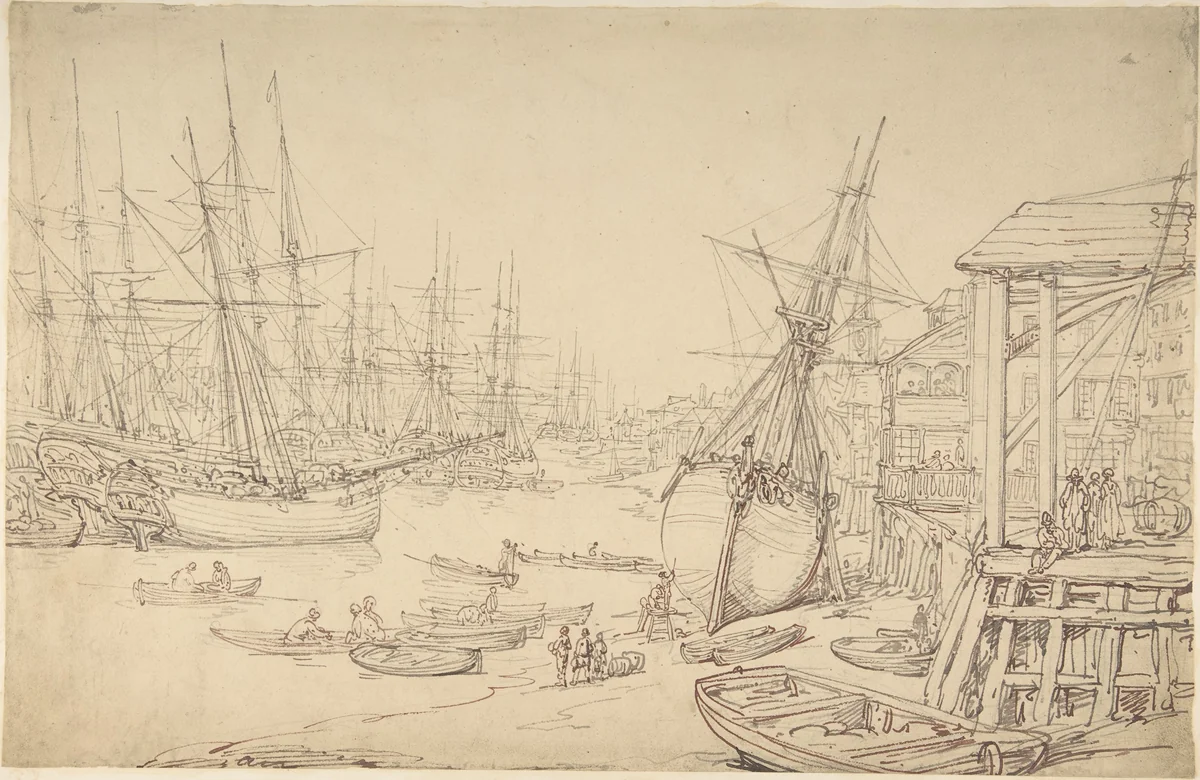 Shipyard, Greenwich by Thomas Rowlandson, drawing, 1780-1791