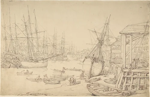 Shipyard, Greenwich by Thomas Rowlandson, drawing, 1780-1791