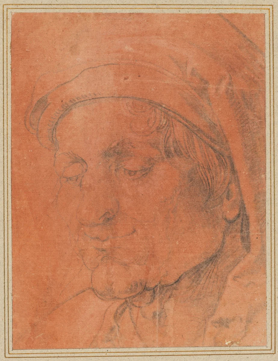 Head of a Man in a Cap by anonymous, drawing, 1500-1599