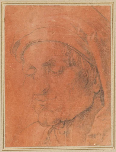 Head of a Man in a Cap by anonymous, drawing, 1500-1599