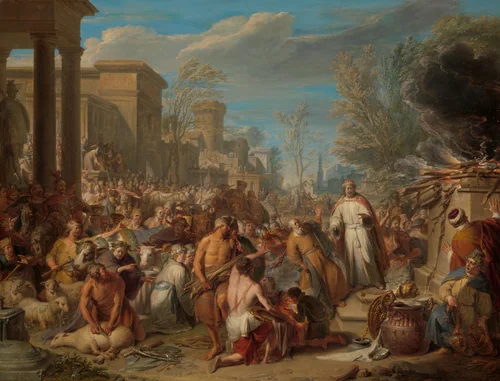 Jeroboam Sacrificing to the Idols by Jacques Ignatius de Roore, painting, 1704-1744