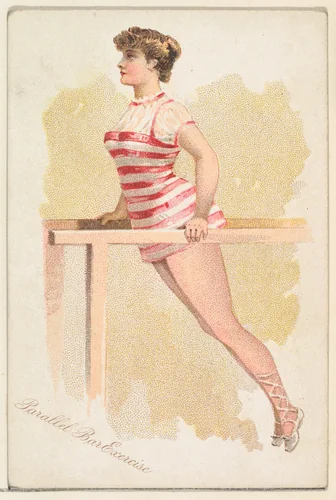 Parallel Bars Exercise, from the Pretty Athletes series (N196) issued by Wm. S. Kimball & Co. by William S. Kimball & Company, print, 1889