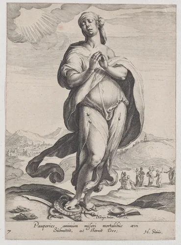 Faith, from "Virtues and Vices" by Zacharias Dolendo, print, 1596-1597