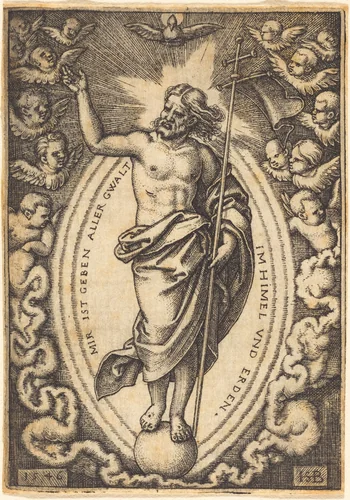 Christ on the Globe by Sebald Beham, print, 1546