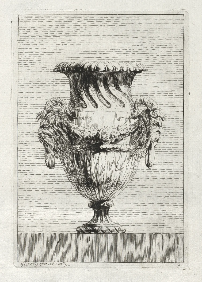 Suite of Vases: Plate 2 by Jacques François Saly, print, 1746