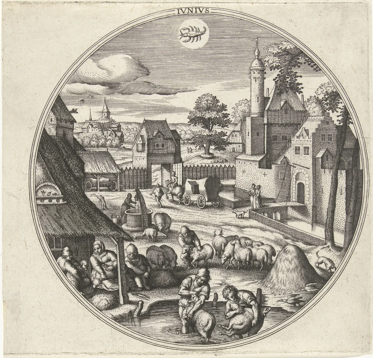 Juni by Adriaen Collaert, print, 1578-1582