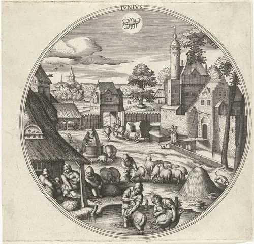 Juni by Adriaen Collaert, print, 1578-1582
