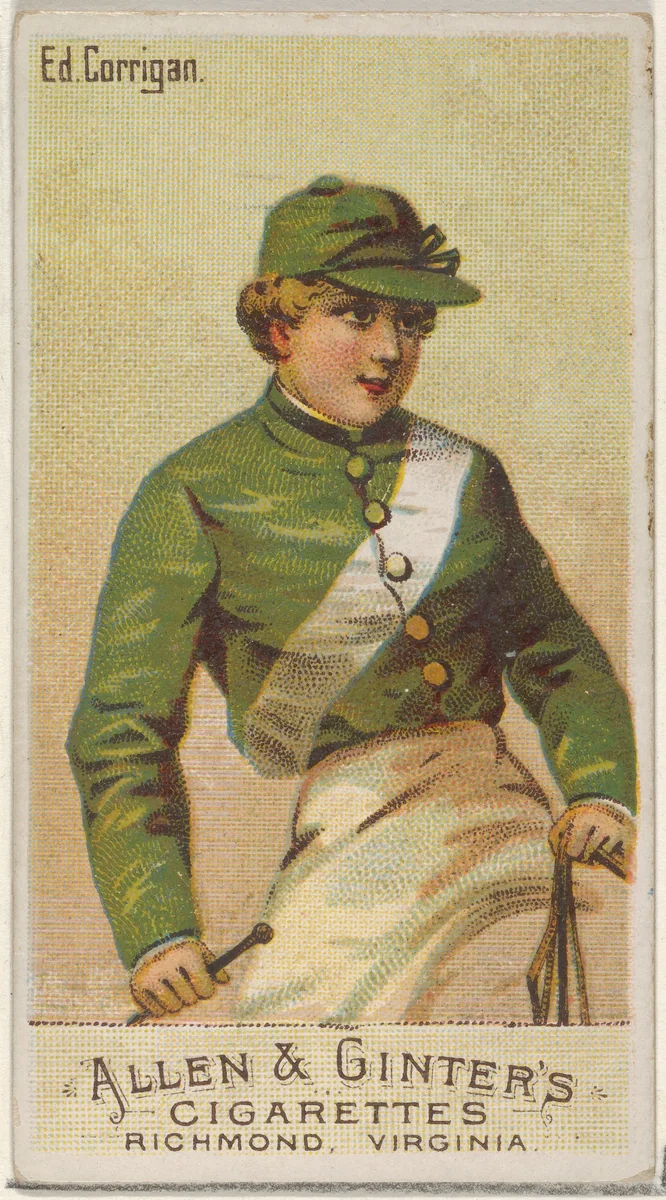 Edward Corrigan, from the Racing Colors of the World series (N22a) for Allen & Ginter Cigarettes by Allen & Ginter, print, 1888