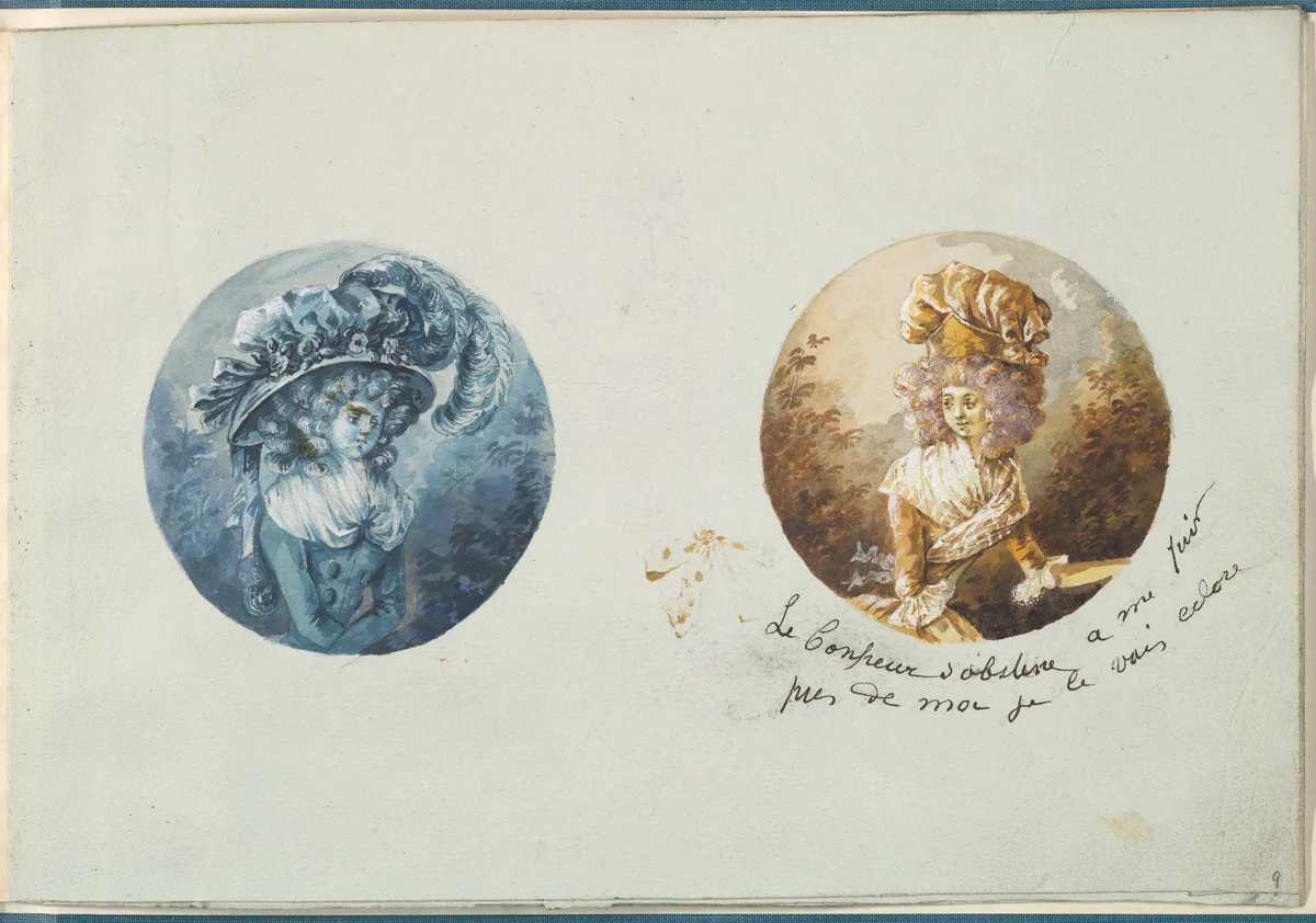 Two Costume Designs or Portrait Types by anonymous, other, 1785-1790