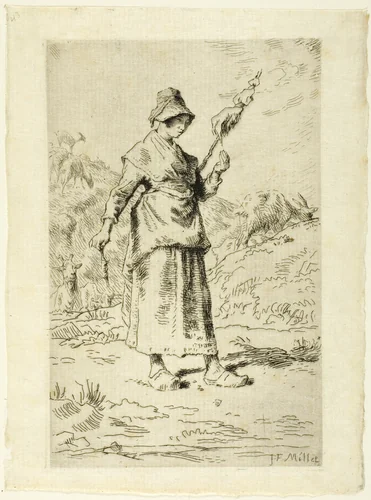 The Spinner by Jean-François Millet, print, 1868-1869