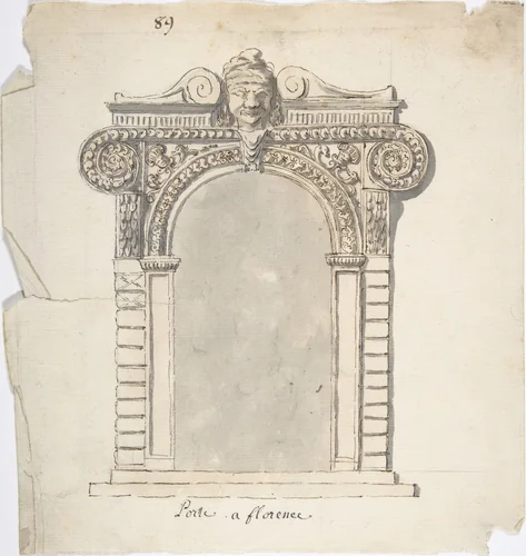 Design for doorway by anonymous, drawing, 1700-1799