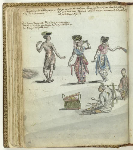 Javaanse ronging of danseressen by Jan Brandes, drawing, 1779-1785