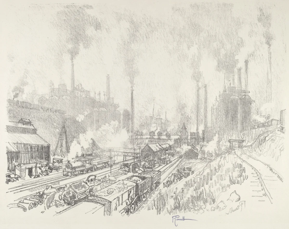 In the Land of Iron and Steel by Joseph Pennell, print, 1916