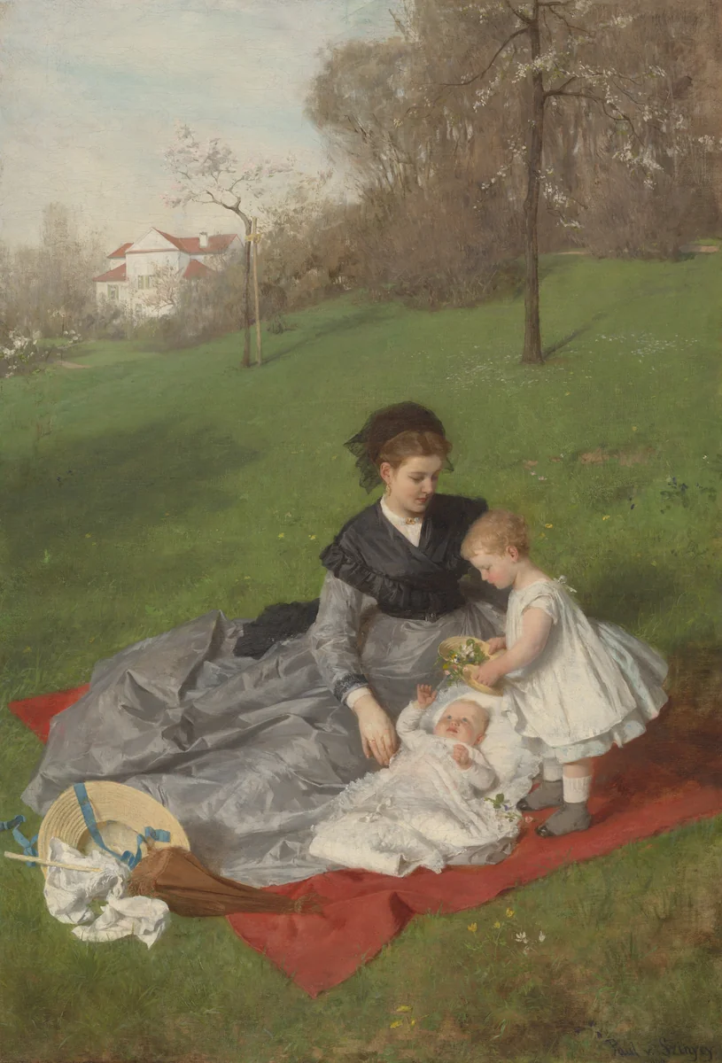 Mother and Children by Pál Szinyei Merse, painting, 1869