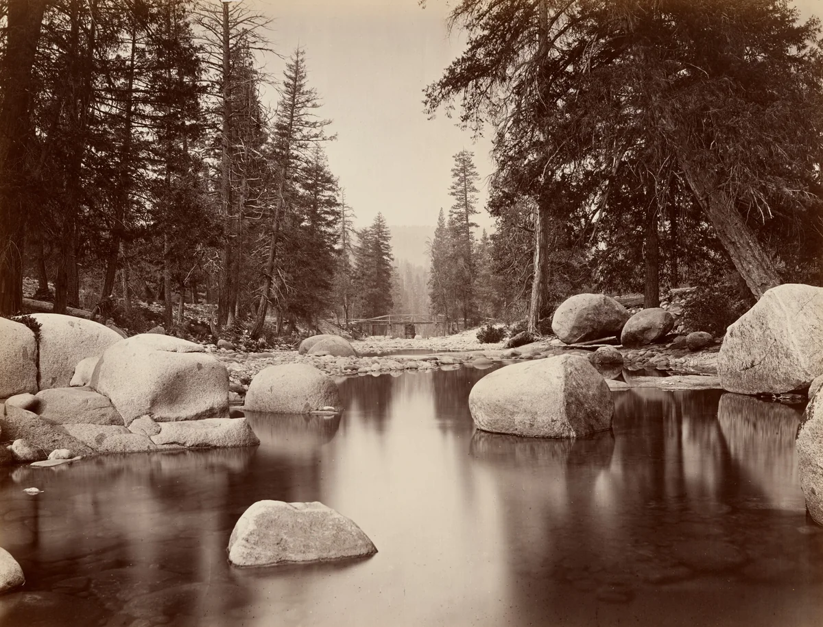 Clark & Moore, Merced River, Yosemite by Eadweard Muybridge, photograph, 1872