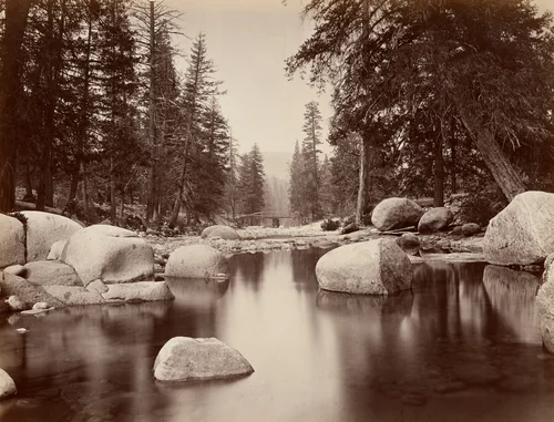 Clark & Moore, Merced River, Yosemite by Eadweard Muybridge, photograph, 1872