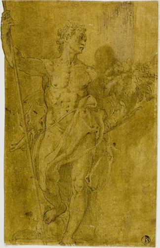 Study for Male Allegorical Figure by Taddeo Zuccaro, drawing, 1549-1566