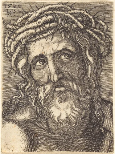 Head of Christ by Sebald Beham, print, 1520