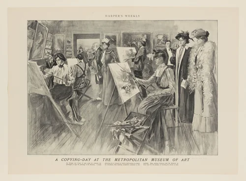 A Copying-Day at the Metropolitan Museum of Art, from "Harper's Weekly" by W. C. Peters, print, 1902